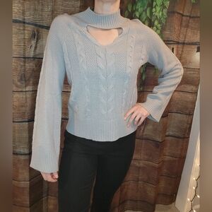 Women's Gray Cable Knit Sweater
